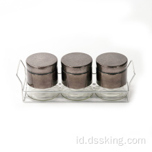 800ml Tangki Kaca Hitam Tangki Penyimpanan Tangki Set dengan rak kaca Glass Airtigh Canister Canister Kitchen Storage Jar